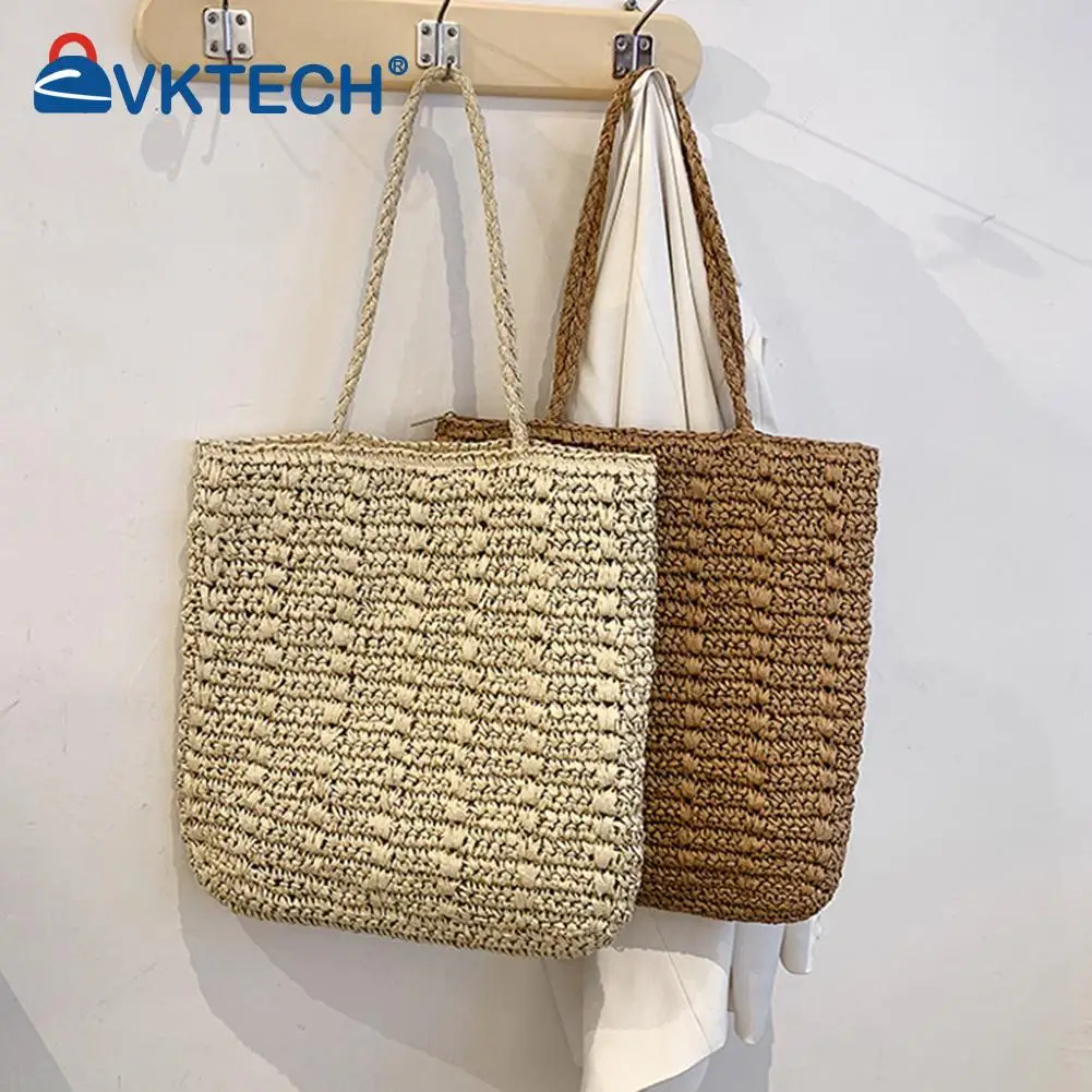 

Women Fashion Straw Woven Hollow Shoulder Shopping Bag Ladies Casual Beach Large Capacity Tote Handbags