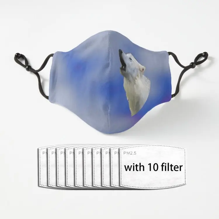 

Howling Wolf on Clouds Anti Dust Half Face Mouth Mask with PM2.5 Filters 5 Layers of Protection for Men Women Black