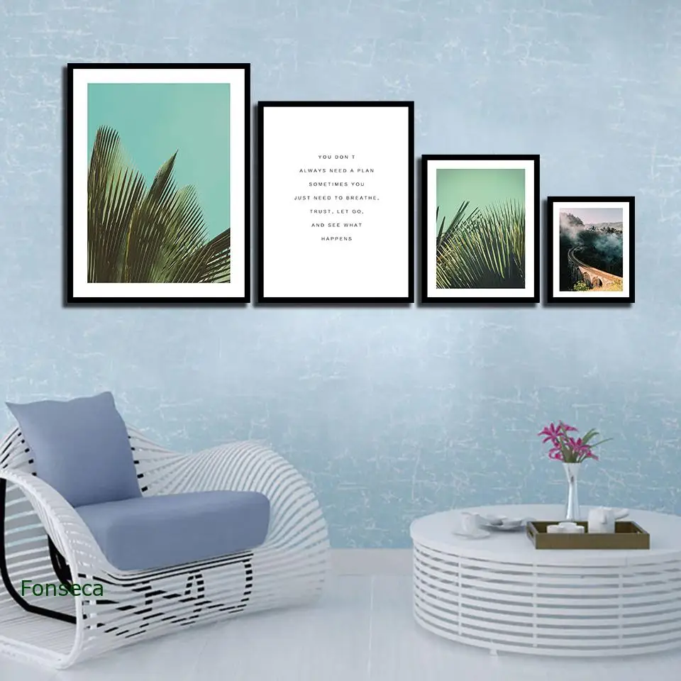 Простые скандинавские настенные картины с цитатами ландшафтные плакаты зеленая