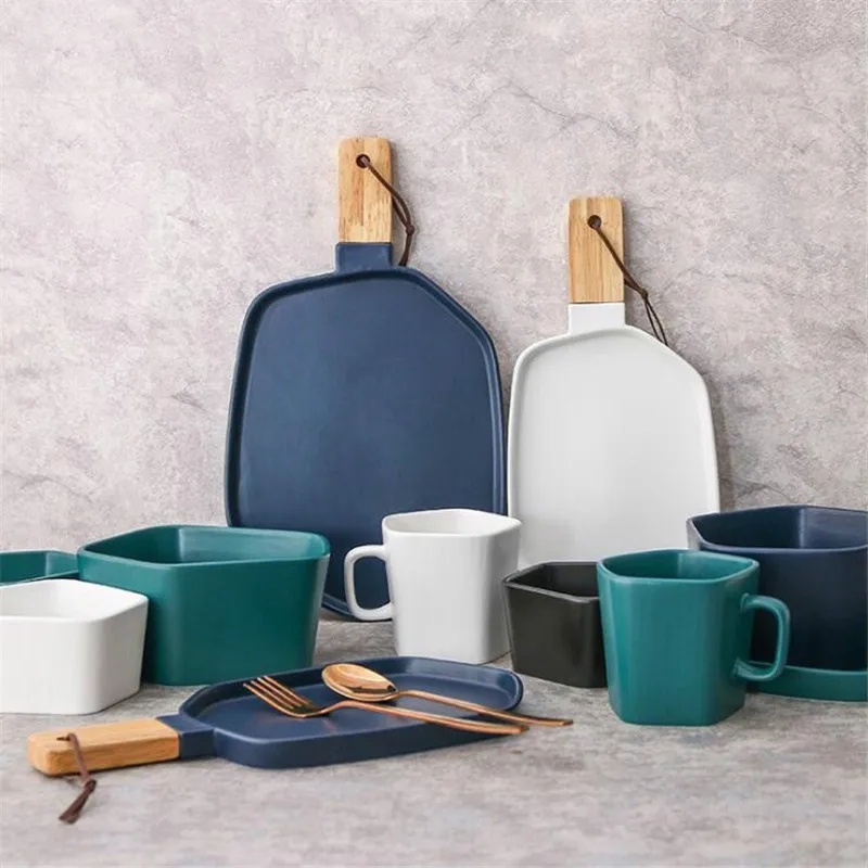 1 шт. матовая керамическая тарелка для завтрака в скандинавском стиле ручка из