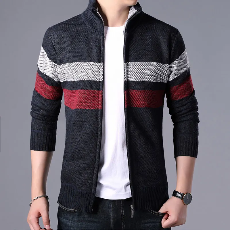 

2021 New Autumn Winter Jacket Men Warm Cashmere Casual Wool Zipper Slim Fit Fleece Jacket Men Coat Dress Knitwear Male
