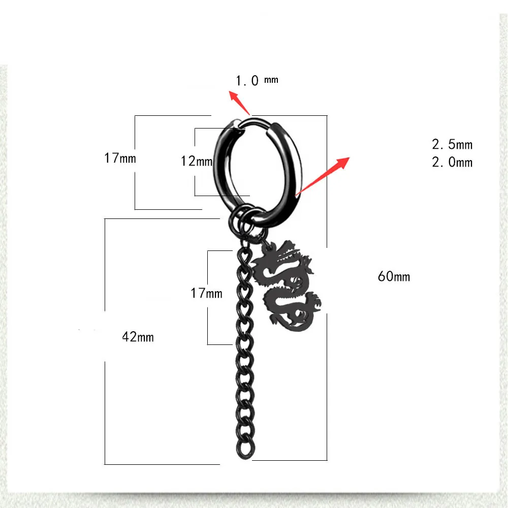 Модные серьги цепочки в виде дракона для мужчин и мальчиков Знак зодиака