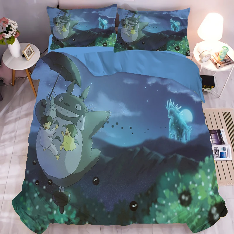 

3D printing Japanese cartoon anime bedding set, super comfortable texture, quilt cover, pillowcase, sheet, warm color style