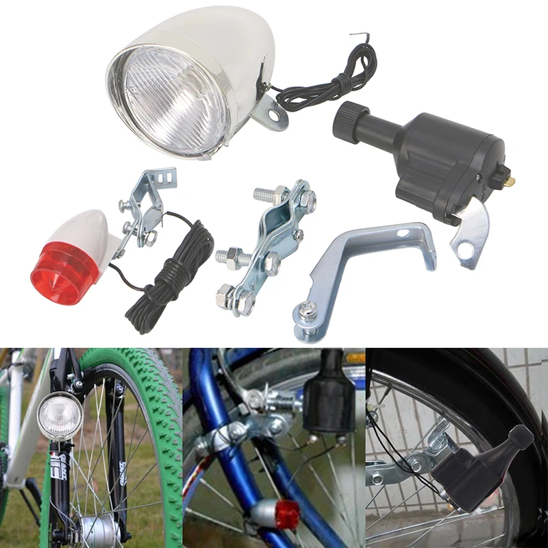 

E5BD Motorized Bike Bicycle Friction Dynamo Generator Head Tail Light Acessories