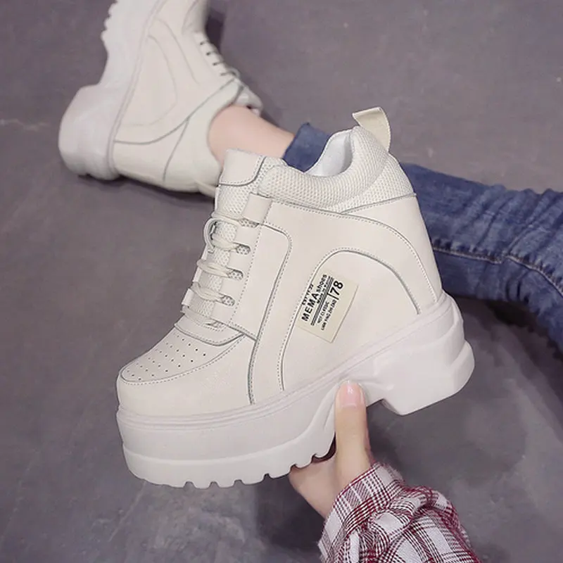 Женские кроссовки на платформе OLOMM Повседневные Дышащие туфли танкетке 12 см