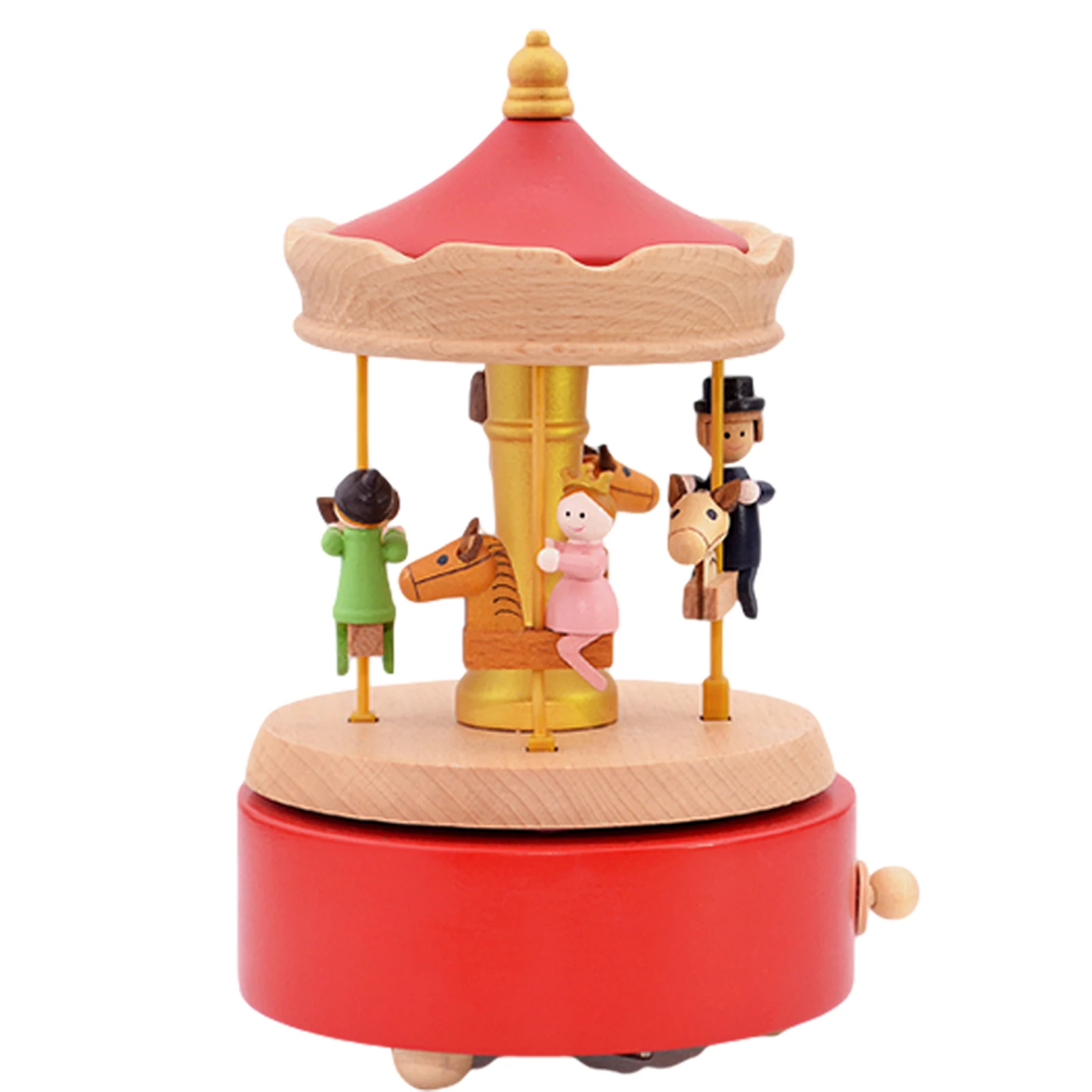 

Montessori Wooden Carousel Musical Box 360 Degrees Rotating Lifting Music Case Toys for Children Christmas Birthday Gifts