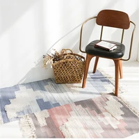 tie dye gradient color tufted tassel mats nordic style area rug hand knitted floor pads bedroom living room non slip dust carpet