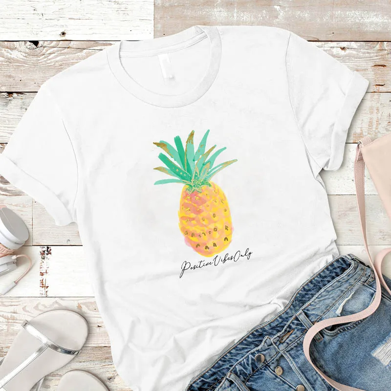 

Women Lady T Shirt Fresh Pineapple Beach Mode Fruit Printed Tshirt Ladies Tee Shirt Women Female Tops Clothes Graphic T-shirt