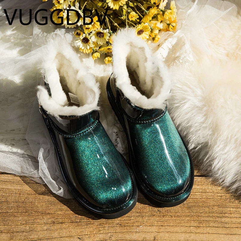 Зимние сапоги женские короткие из овечьей кожи Новинка 2019 года