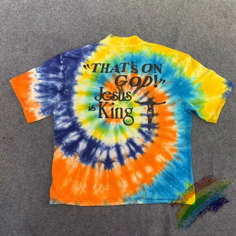 

2021ss Tie dye 3D Printing Jesus Is King TRUST GOD T Shirt Men Women Best-quality Kanye West Tees Jesus is King T-Shirts