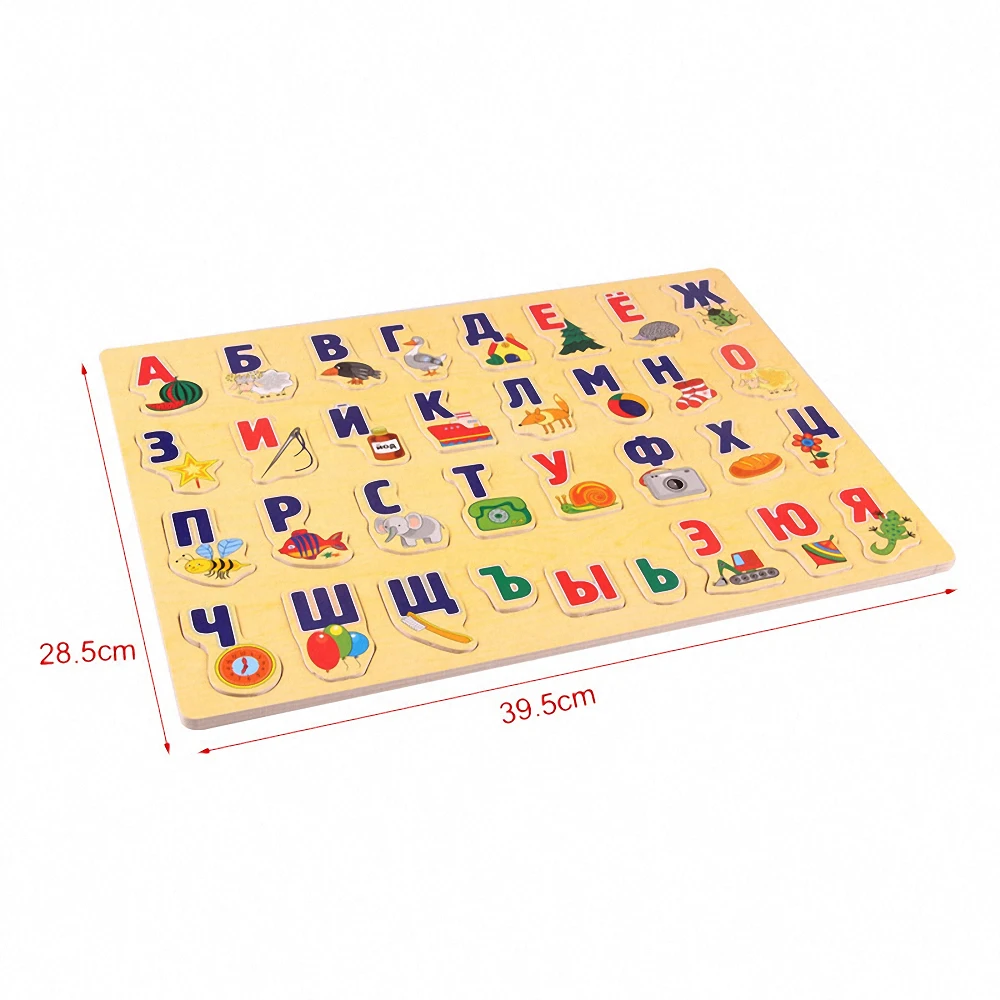 

39*28cm Large Puzzle Wooden Toys Russian Alphabet Puzzles Toys for Children Alphabet Grasp Board Kids Educational Developing Toy