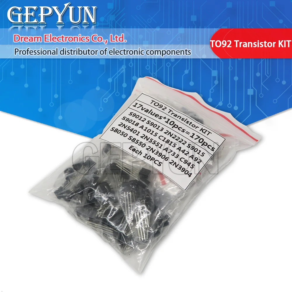 

Набор транзисторов в ассортименте S9012 S9013 S9014 S9015 S9018 A1015 C1815 A42 A92 2N5401 2N5551 A733 C945 S8050 S8550 2N3906 2N3904