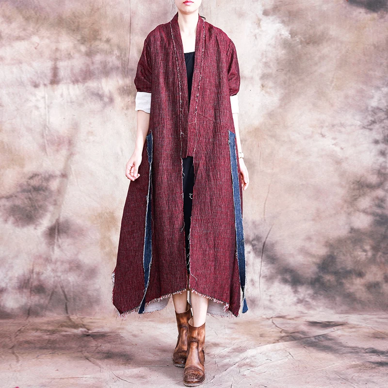 Женская Асимметричная Длинная Верхняя одежда Johnature осенняя однотонная