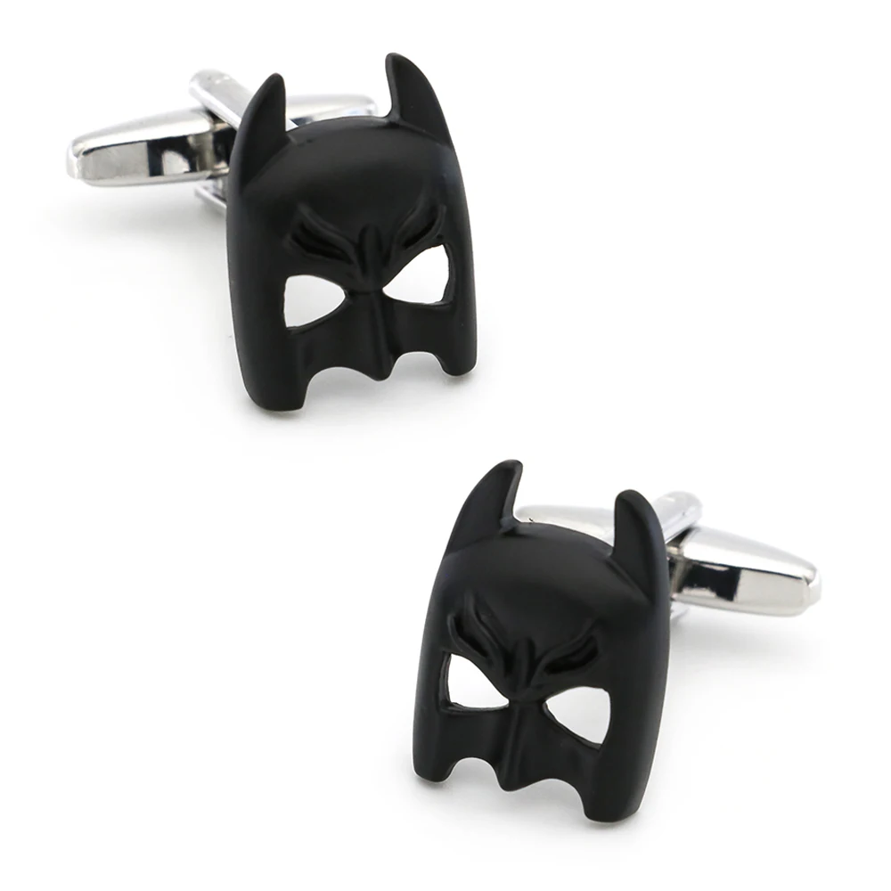 

Superheroes Design Knight Mask Cufflinks For Men Quality Copper Material Black Color Bat Cuff Links Wholesale&retail