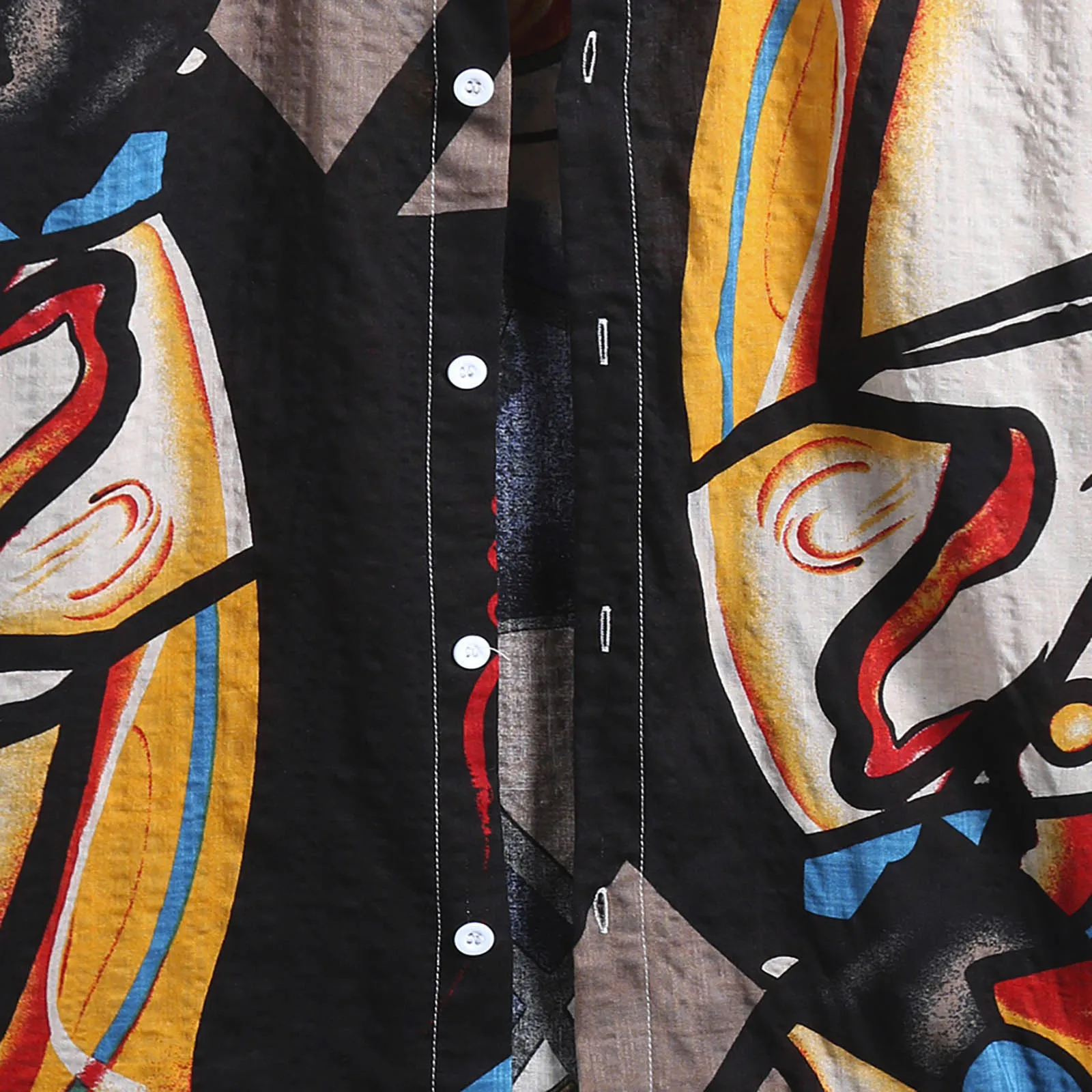 

Summer Men's Fashion Cotton Linen Print Short Sleeve Button Shirt Blouse Top Camisa Cotton Button Harajuku Shirts Hombre