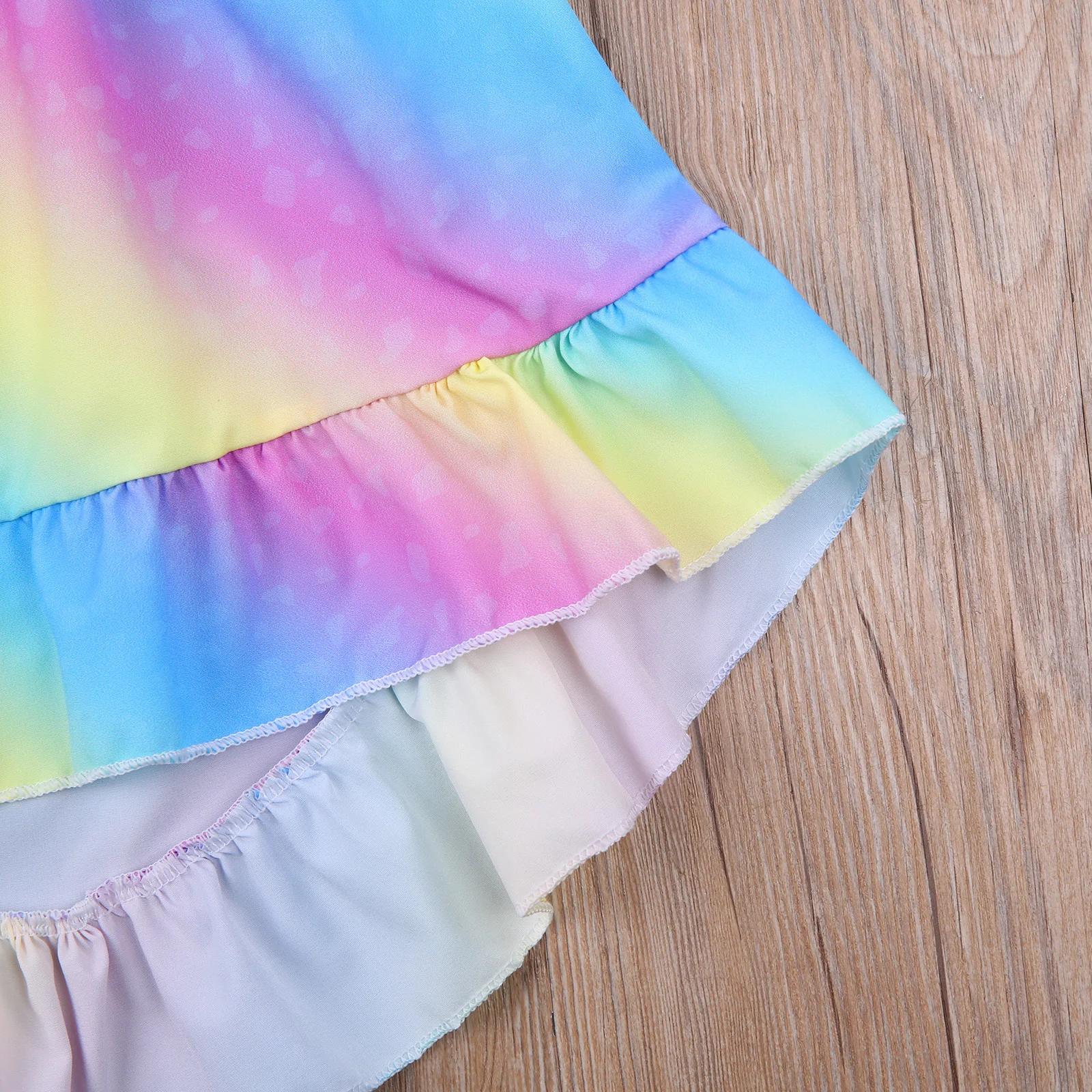 Платье для девочек 2-6 лет детская юбка с пуговицами и радужным принтом