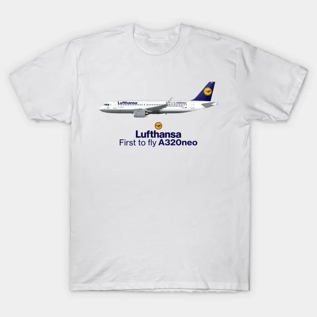 Мужская футболка с иллюстрацией Lufthansa аэробус A320 NEO D AINA от stevehclark для женщин и