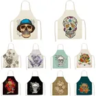 Украшение в виде черепа для приготовления пищи, хлопковые льняные фартуки без рукавов, нагрудники для взрослых, аксессуары для уборки дома, Аксессуары для выпечки