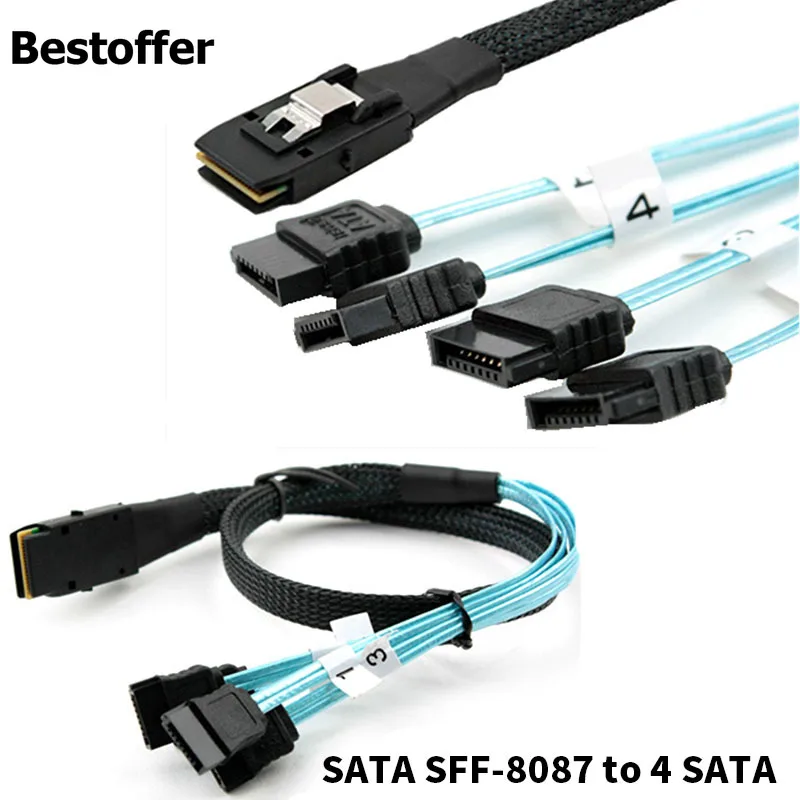 

Mini SAS to 4-SATA SFF-8087 Multi-Lane Forward Breakout Internal Cable 50cm