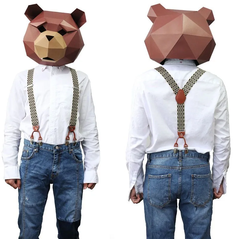 6 Clip Men's Suspenders Casual Fashion Unisex Braces Elegant Brown Leather Shirt Adjustable Belt Strap Dad Gift | Аксессуары для