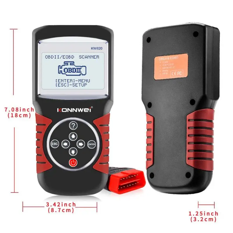 

KW820 Automotive Scanner Multi-languages OBDII EOBD Diagnostic Tool Car Errors Code Reader Diagnostic Scanner Fault Scanner