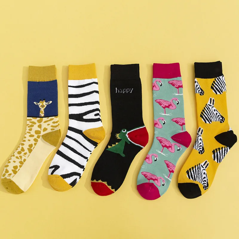 

Autumn Winter Cartoon Animals Funny Socks Women with Zebra Retro Japanese Style Kawaii Socks Cotton for Ladies 120501