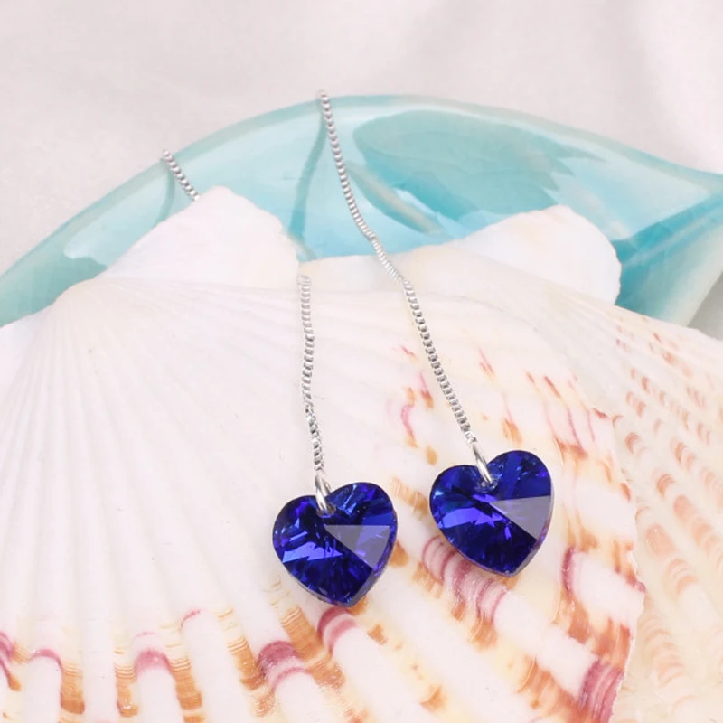 Лидер продаж длинные серьги в форме сердца для женщин ювелирные изделия синие
