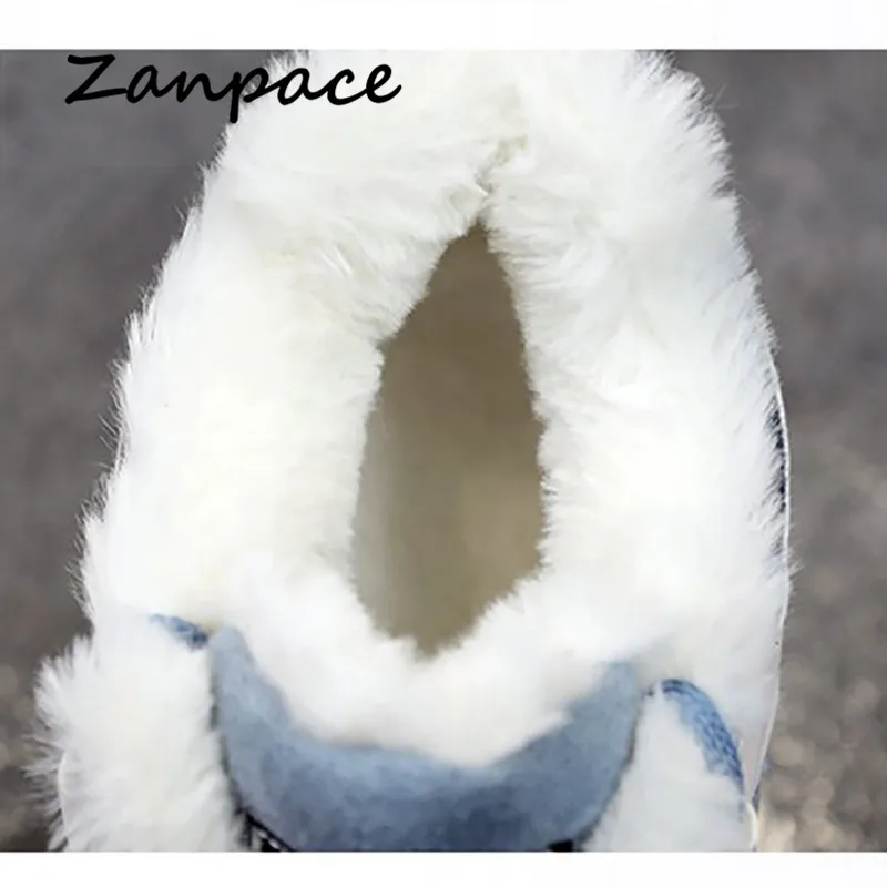 Женские повседневные кроссовки ZANPACE зимние теплые ботинки на платформе плюшевая