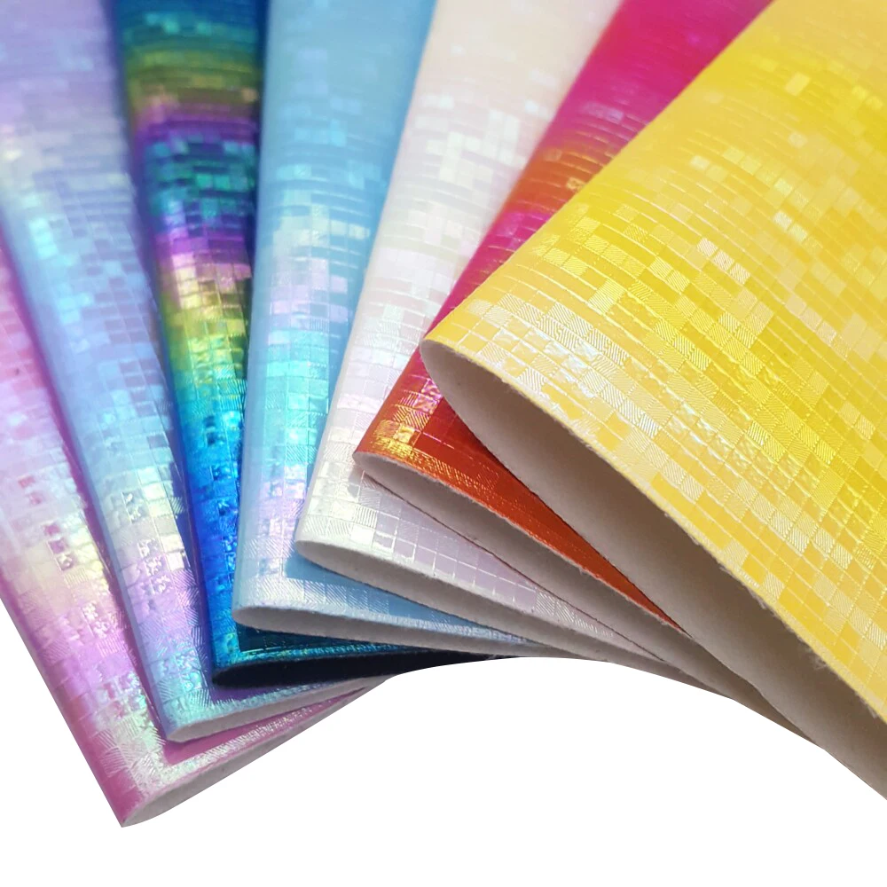 QIBUMAY 22*30 см сетчатая искусственная кожа мягкая однотонная блестящая виниловая