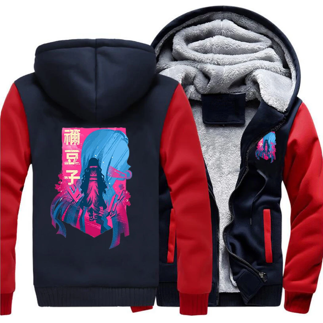 

Demon Slayer Kamado Nezuko Japanese Anime Kimetsu No Yaiba Casual Hoodie Jackets Winter Warm Thick Hoodie Coat Men Sweatshirts
