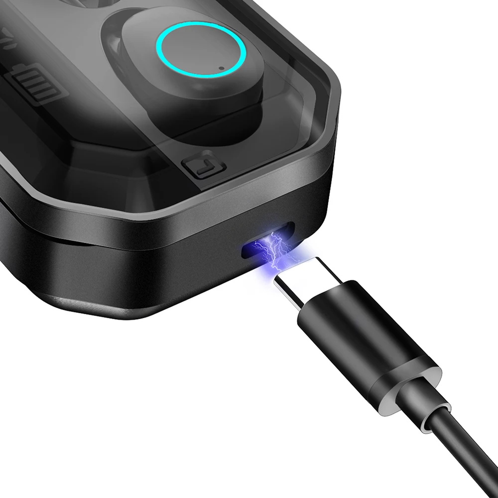 

T19 Wireless Bluetooth Earphones Waterproof TWS Touch Control Gaming Earbuds with Dual LED Digital Display Charger Case