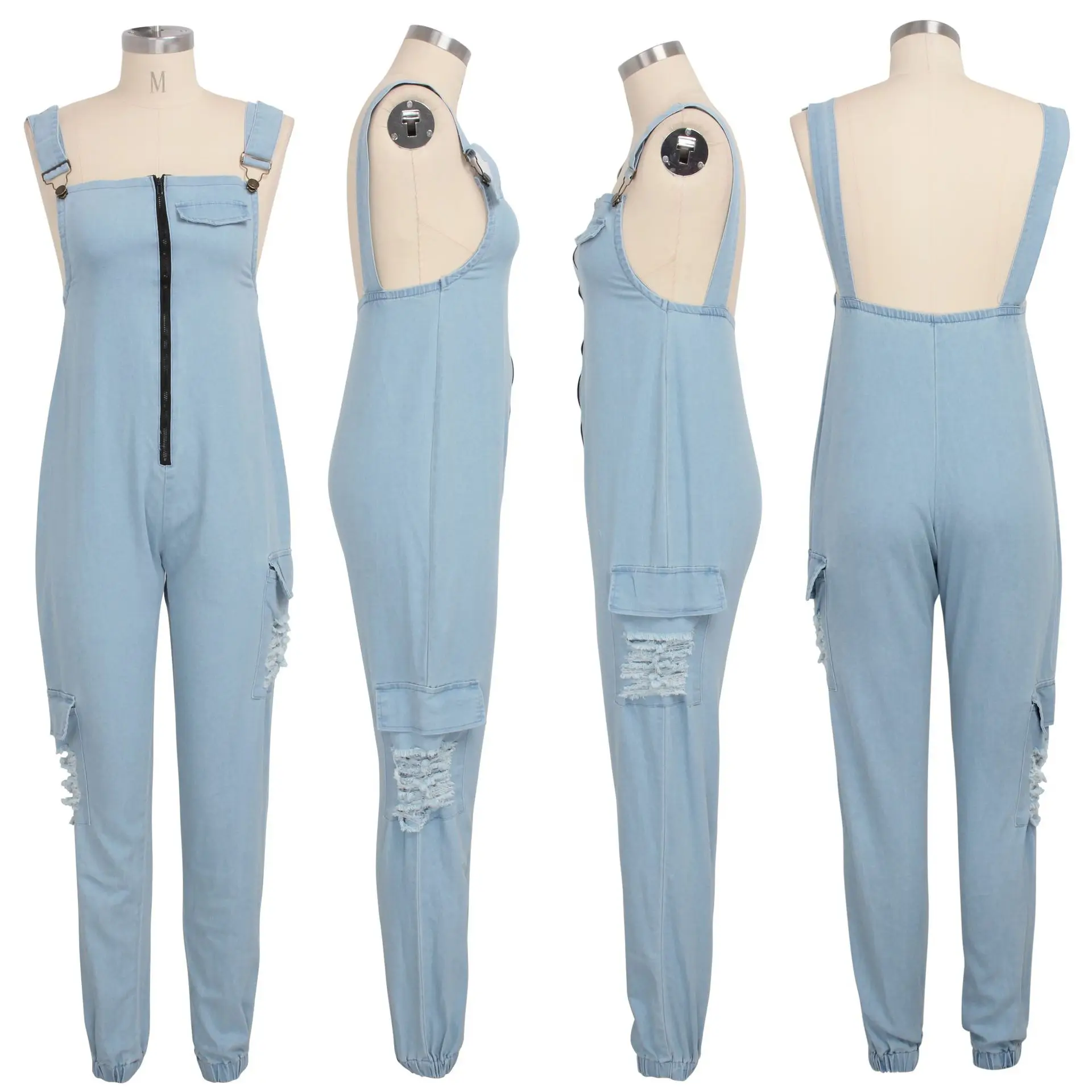 

Sexy Women Spaghetti Strap Elegant Denim Casual Jumpsuit Straight Jeans Romper Overalls