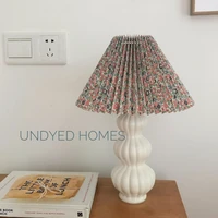 vintage ceramic table lamp beside lamp for living room girly vintage wind pleated umbrella lamp pastoral guesthouse decoration