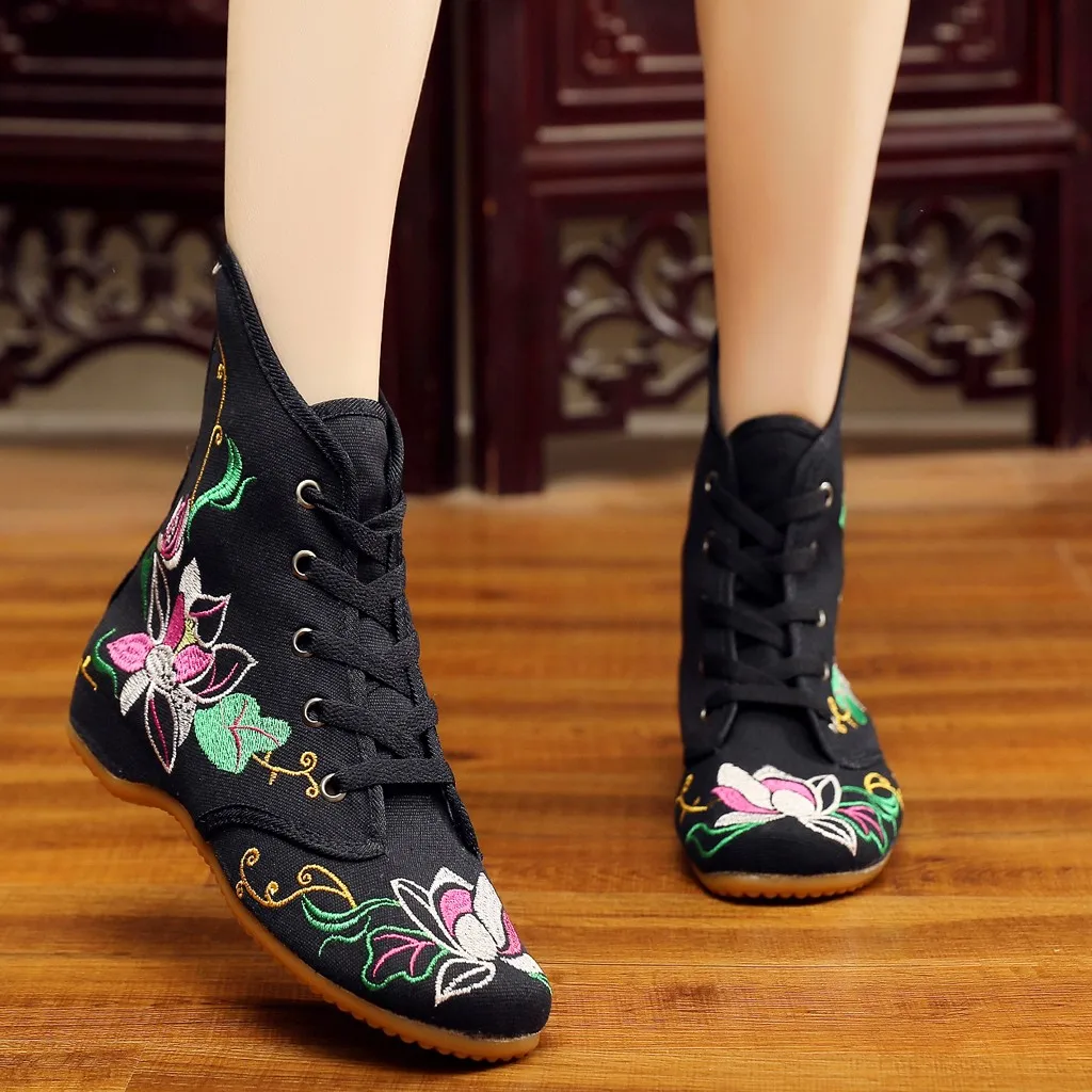 2019 г. хит продаж ботинки женские ботильоны с вышивкой спортивные полусапожки на