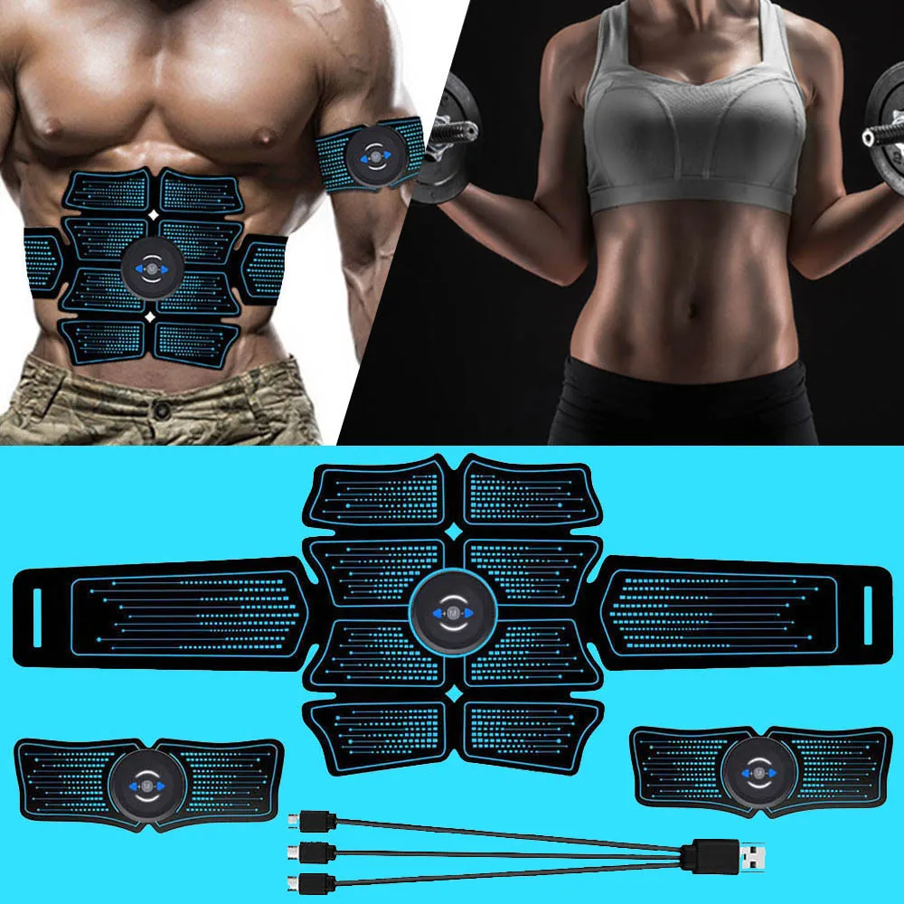 

Home Gym Abdominal Muscle Trainer EMS Abs Fitness Equipment Training Exerciser Stimulator Belt Belly Sport Fitness USB Charged