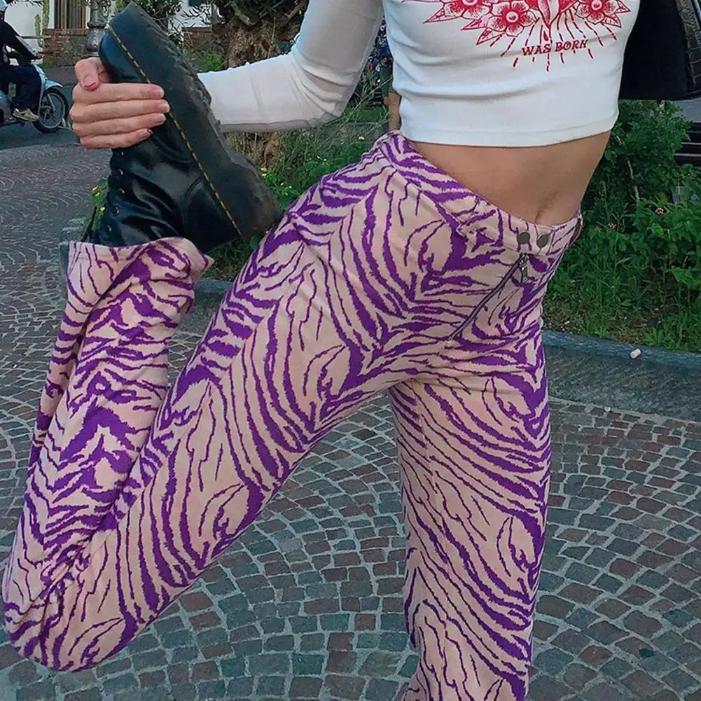 

Женские уличные полосатые прямые брюки с зеброй, джоггеры на молнии с высокой талией, уличные брюки, брюки в Корейском стиле Харадзюку с шир...