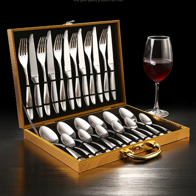 

Luxury Silverware Knife and Fork Set European-style Stainless Steel Tableware Cutlery Eco Friendly Products Dinnerware Set Gift