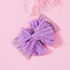 1 шт. новые нейлоновые повязки на голову с бантиком, вязаные однотонные широкие нейлоновые повязки на голову, тюрбан, повязки на голову для маленьких девочек, аксессуары для волос