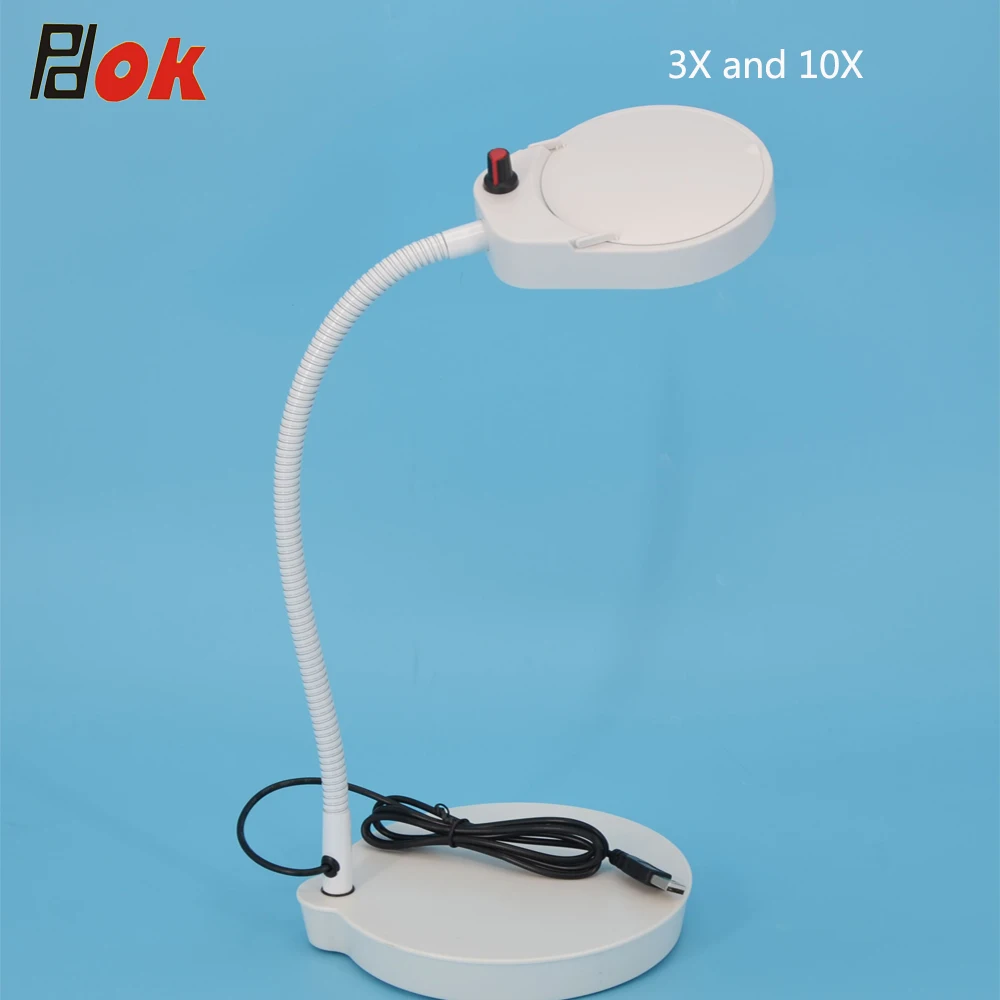 Белый цвет Светодиодная Косметическая настольная увеличительная лампа 5X