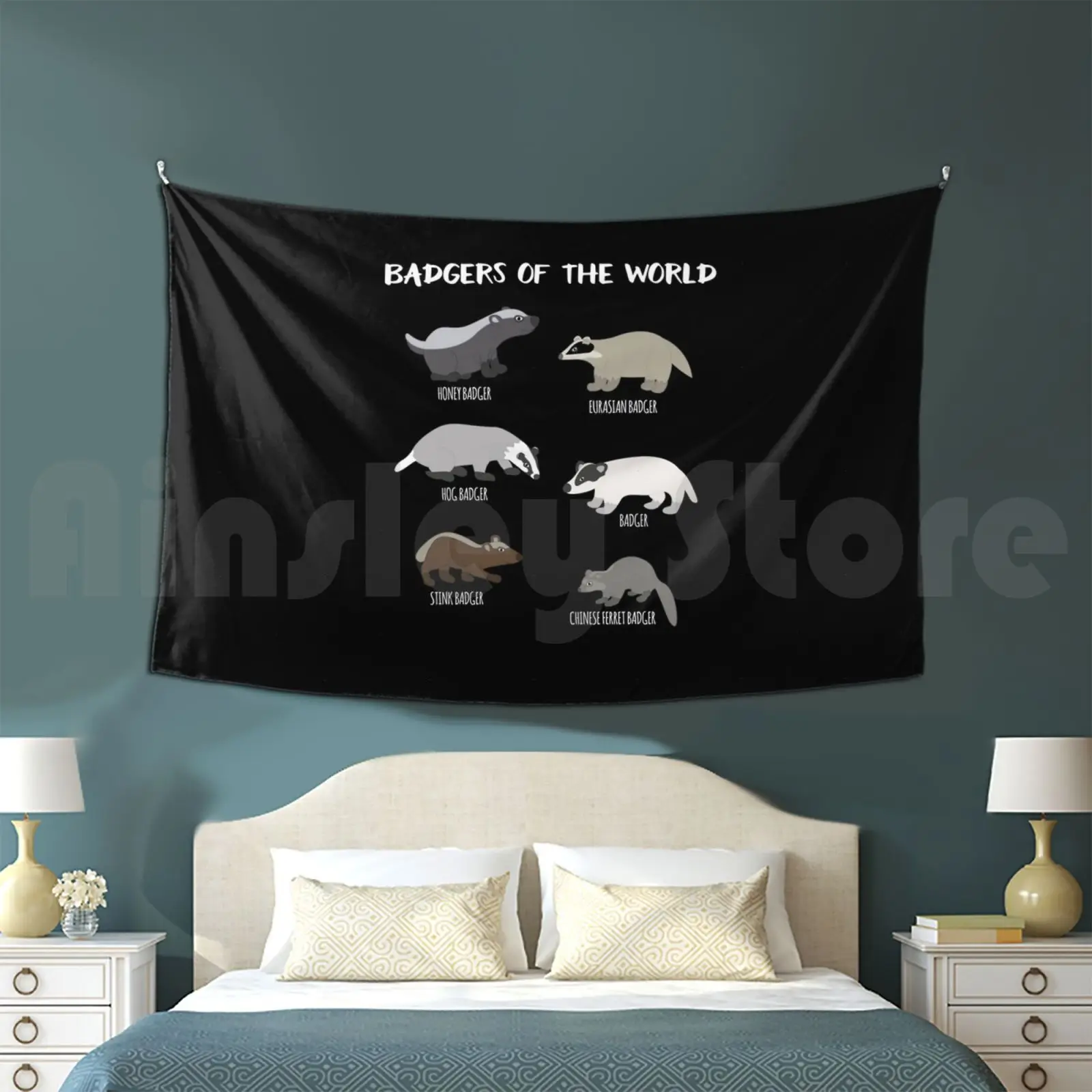 

Badgers Of The World , Badgers Lover Gift , Gift For Animal Lovers Tapestry Living Room Bedroom Animal Lover Men Women