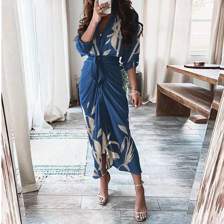 

Dress stitching lace design long skirt dress