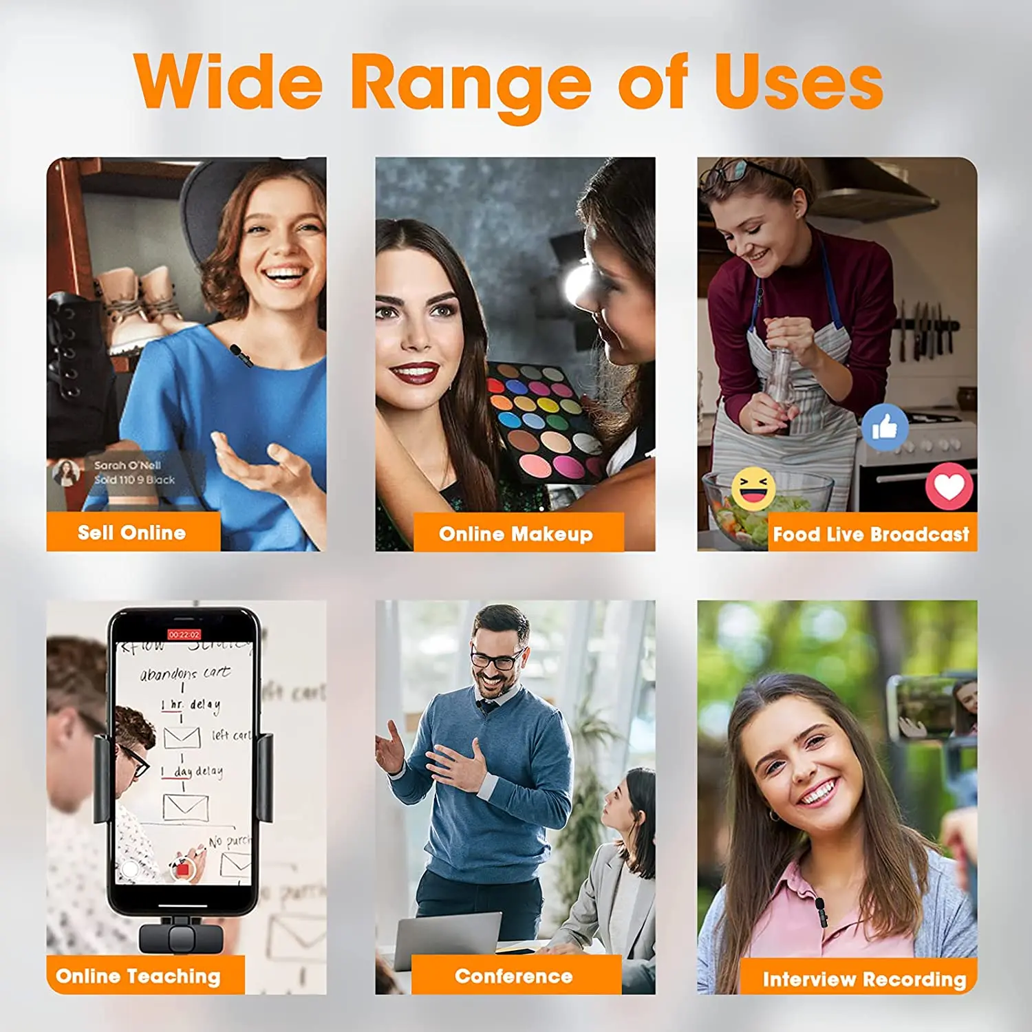 Портативный беспроводной микрофон Lavalier аудио запись для IPhone Android телефон
