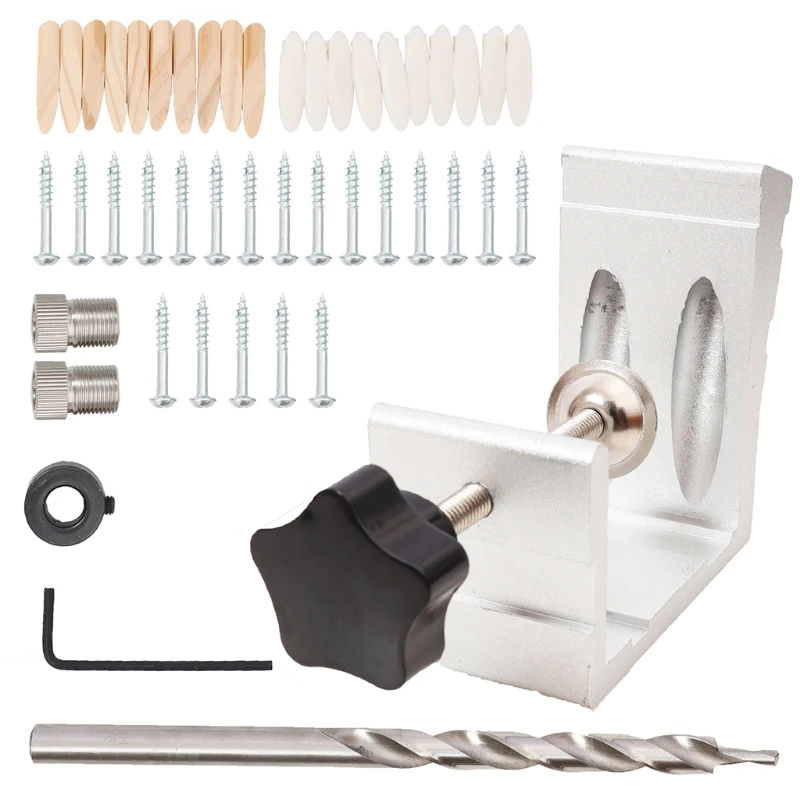 

35ED Pocket Slant Hole Jig Kit 46 Pcs Woodworking Oblique Hole Locator Positioner Drilling Sets Good Impact Resistance Wrench