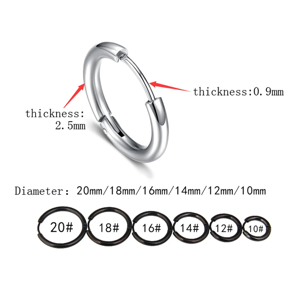 

Round Stainless Steel Ear Earrings Earrings Titanium Steel Man Earrings Girl Accessories 7 Size