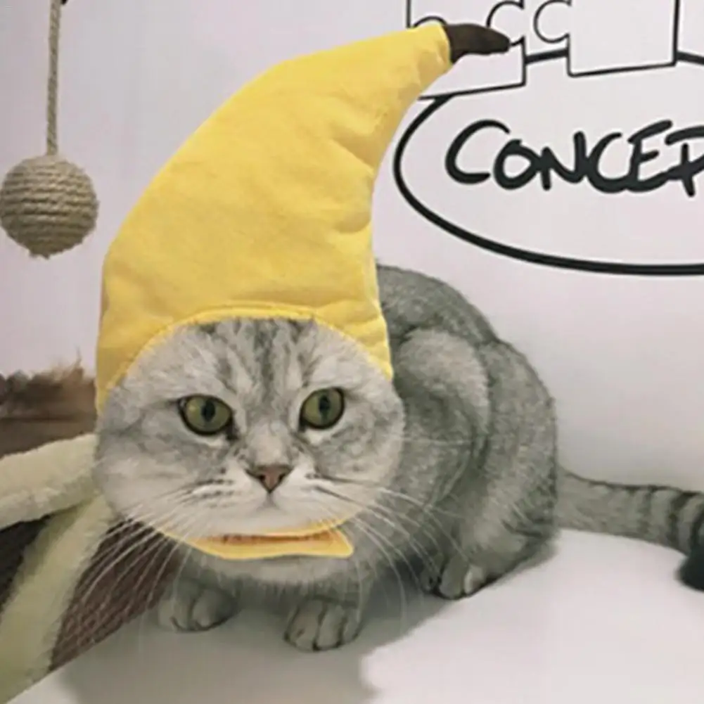 Pet Hat Cat Small Dog Festival Funny Headwear Banana Shape Headgear | Дом и сад