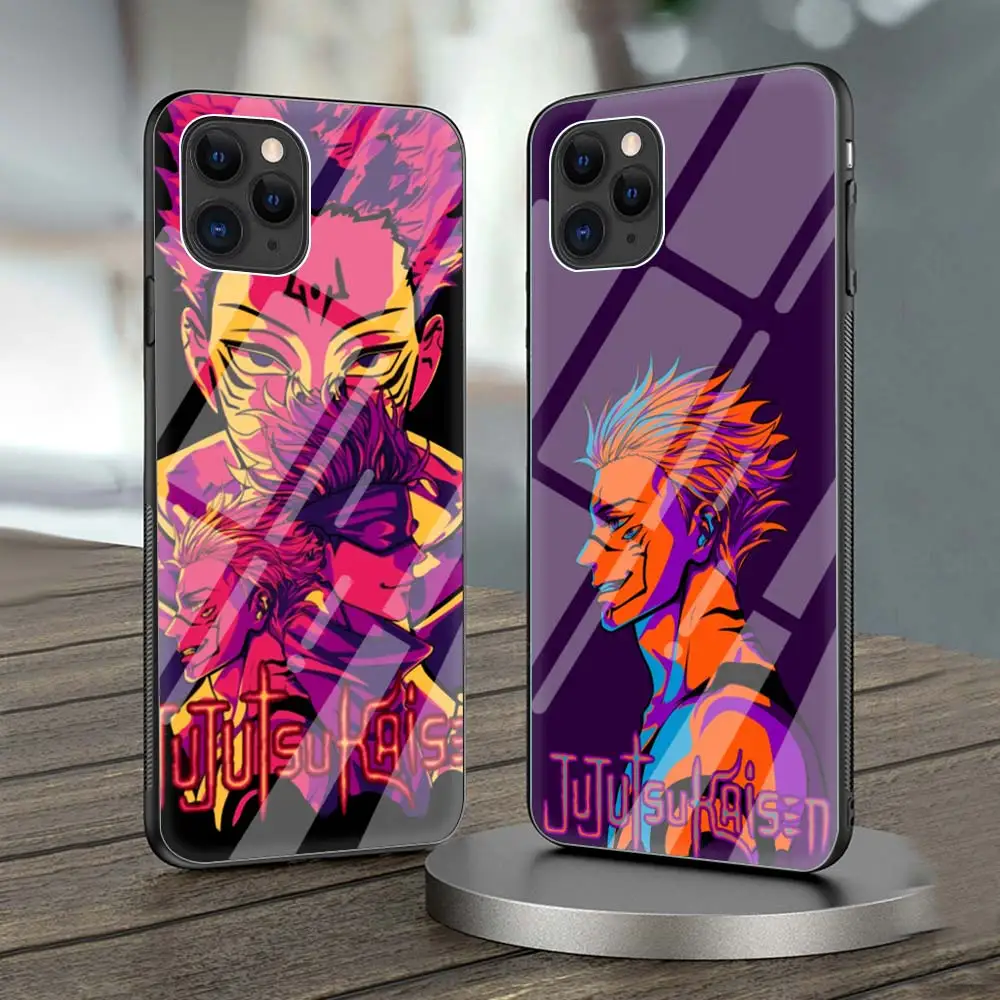 

Jujutsu Kaisen Japan Anime Phone Case For iPhone 11 Pro MAX Cover For iPhone 12 Pro XR X XS 7 8 Plus SE 2020 Glass Luxury Shell