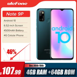 ulefone note 9p smart phone android 10 4gb64gb waterdrop screen 6 52 inch mobile phone octa core 4g celular phone free global shipping