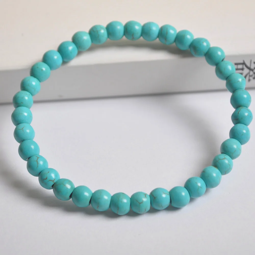 Green Howlite 6 мм Лабрадорит/Зеленый Малахит/кристалл/Песчаник/Лапис/Сердолик/Howlite/тигровый глаз браслет стрейч-бижутерия в подарок 1 шт - Окраска металла: Green Howlite