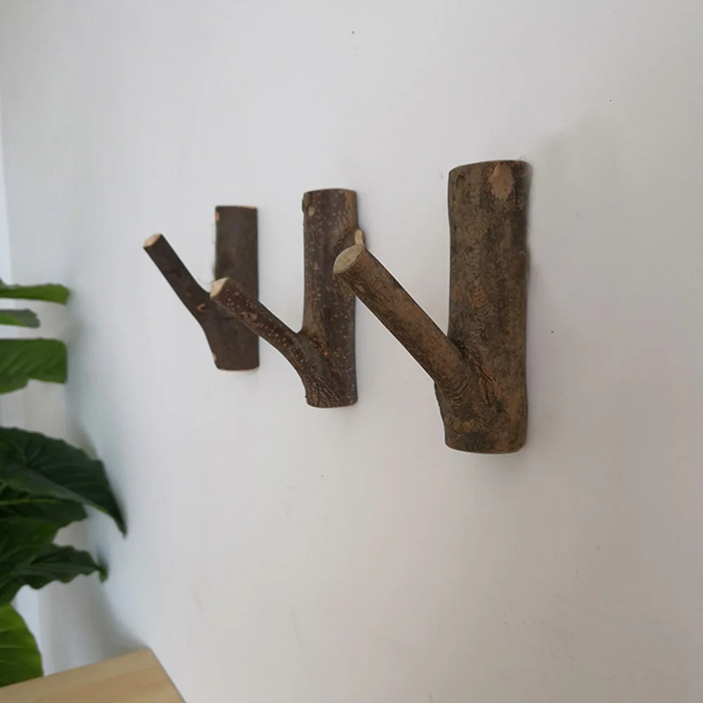 

4pcs Rustic Wood Wall Hooks Tree Branch Clothes Hook Decorative Coat and Hat Hanger (Random Shape)