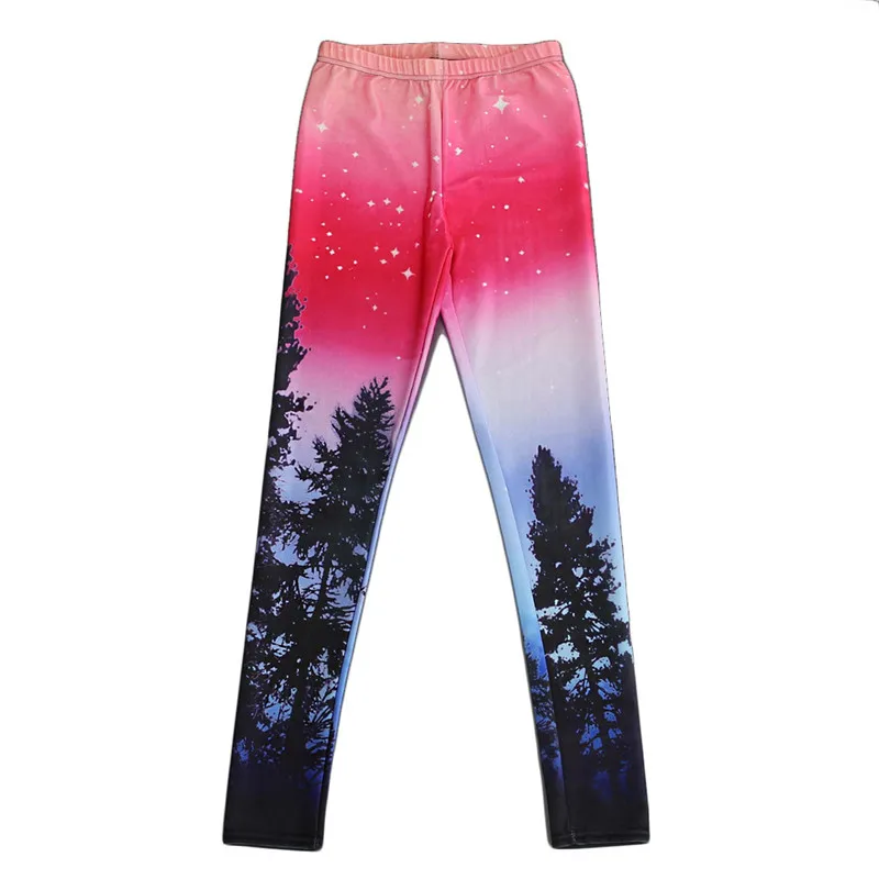 Женские красные леггинсы с принтом в виде галактических деревьев 2018 | Женская